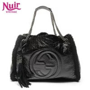 Gucci Soho Enamel Shoulder Bag Black